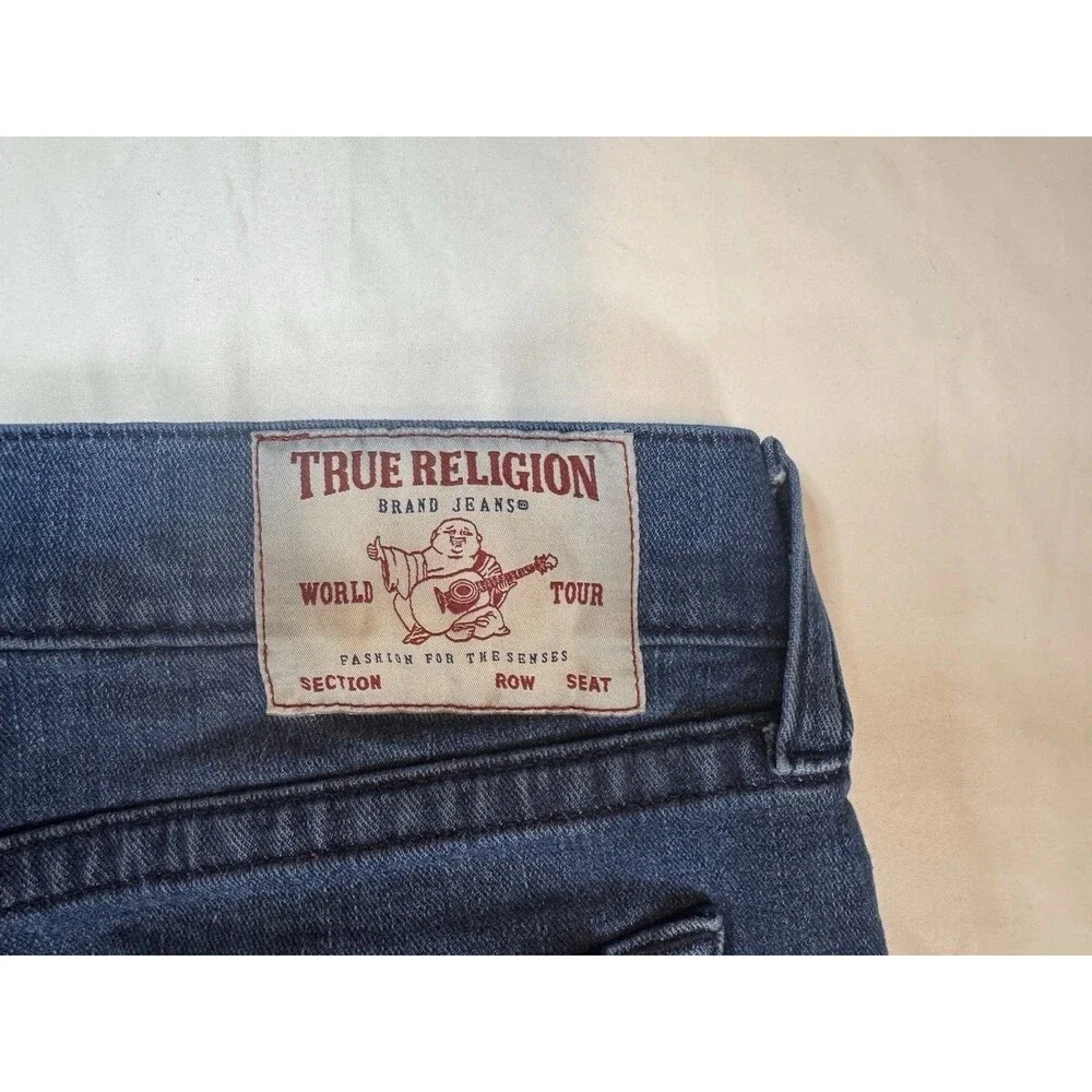True Religion Ricky Straight Jeans Mens 31 Medium Wash Stretch Denim